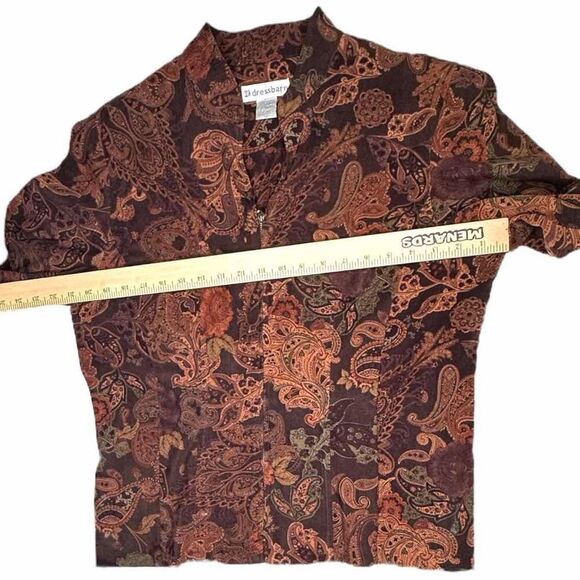 Dressbarn Paisley Mandarin Collar Zip Front Jacket - Size L - Picture 3 of 8